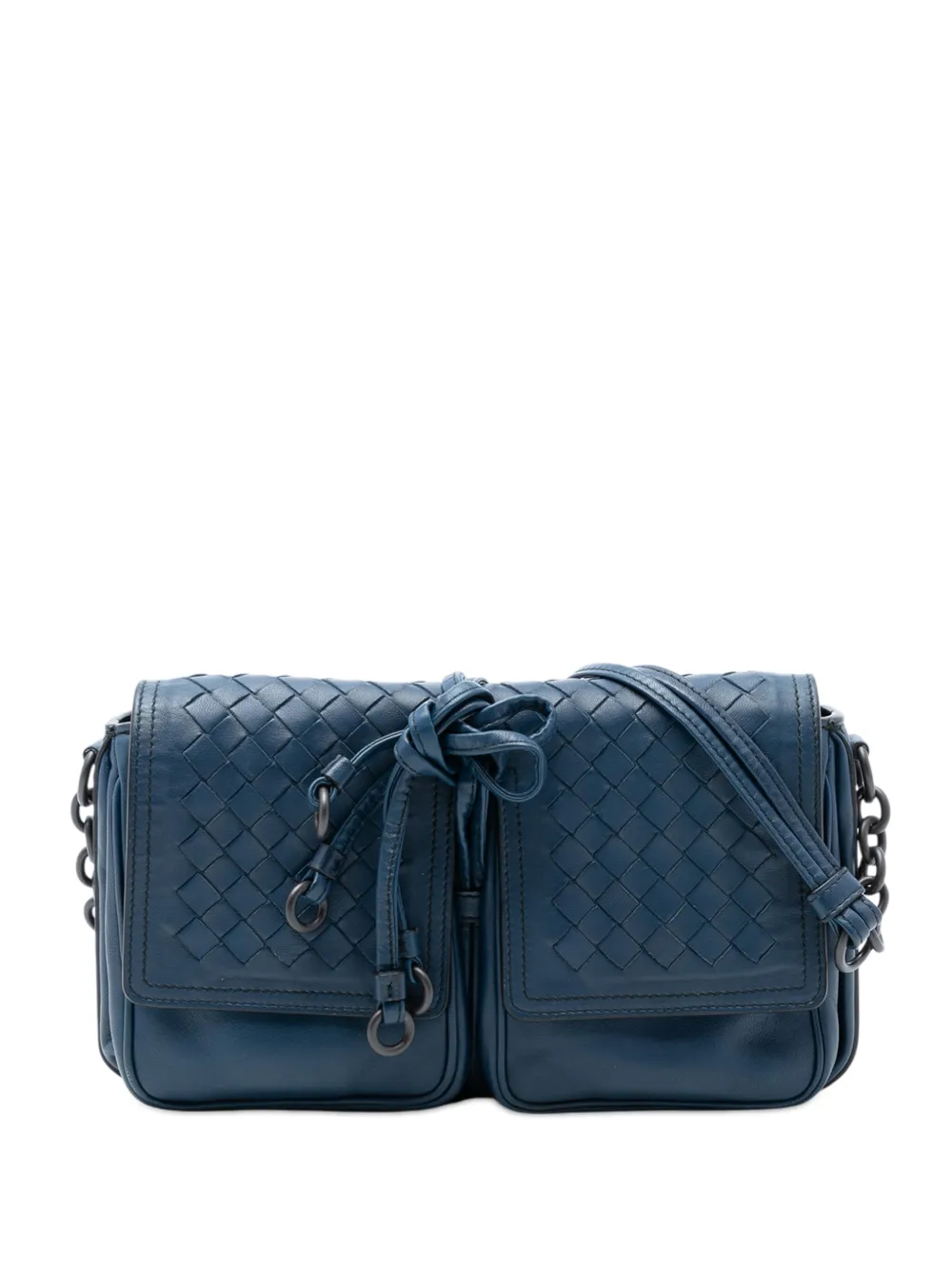 Bottega Veneta Pre-Owned 2012-2025 Nappa Intrecciato Double Pocket Flap crossbody bag - Blu