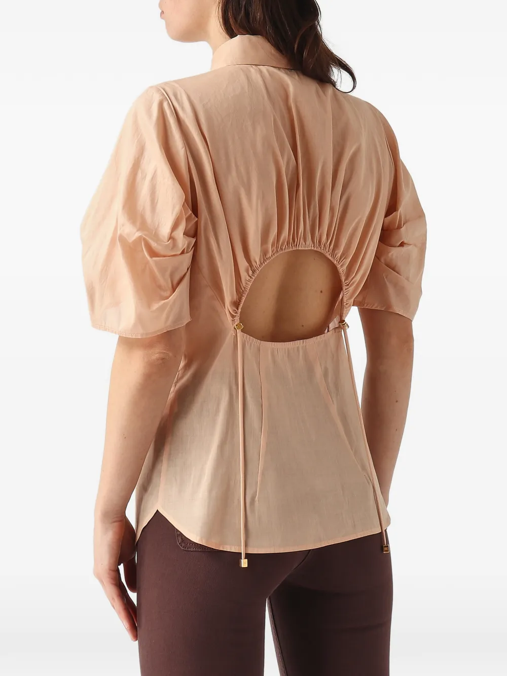 Elisabetta Franchi Blouse met open rug Beige
