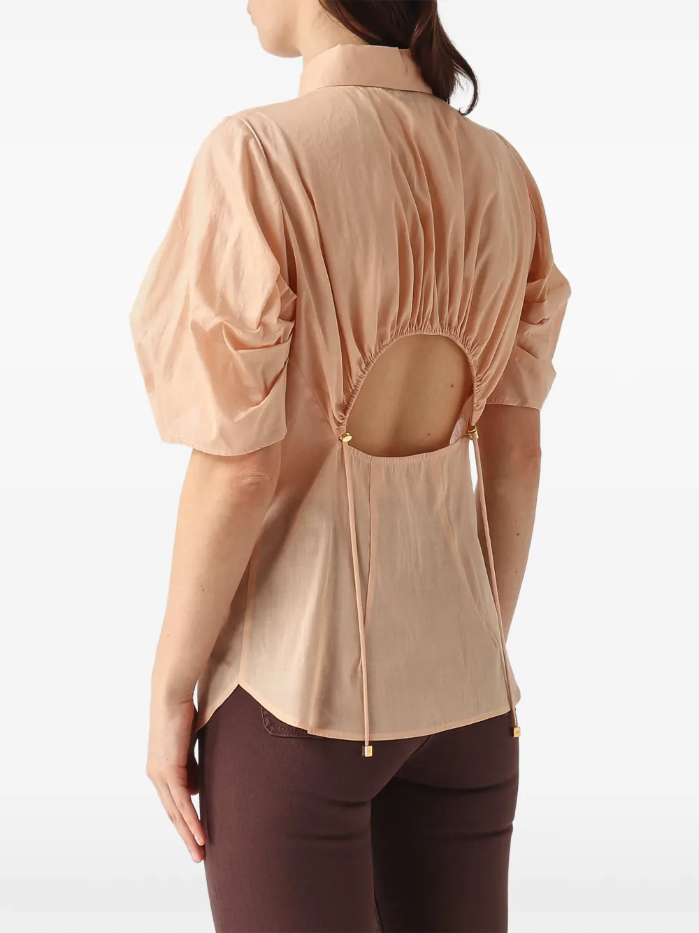 Elisabetta Franchi Blouse met open rug Beige