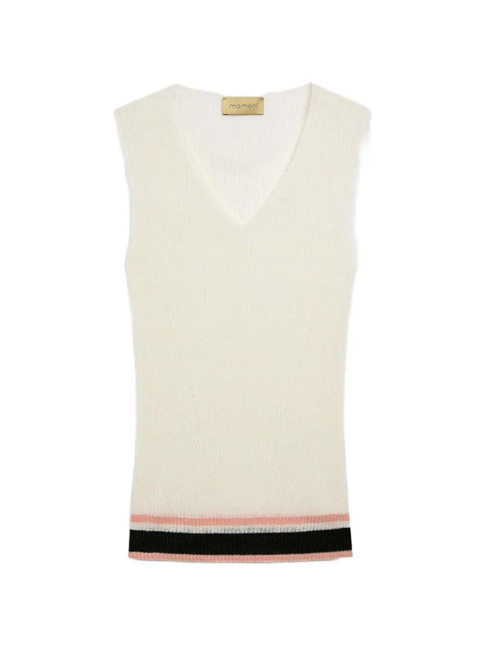 Momoni Ella ribbed V-neck top - Nude
