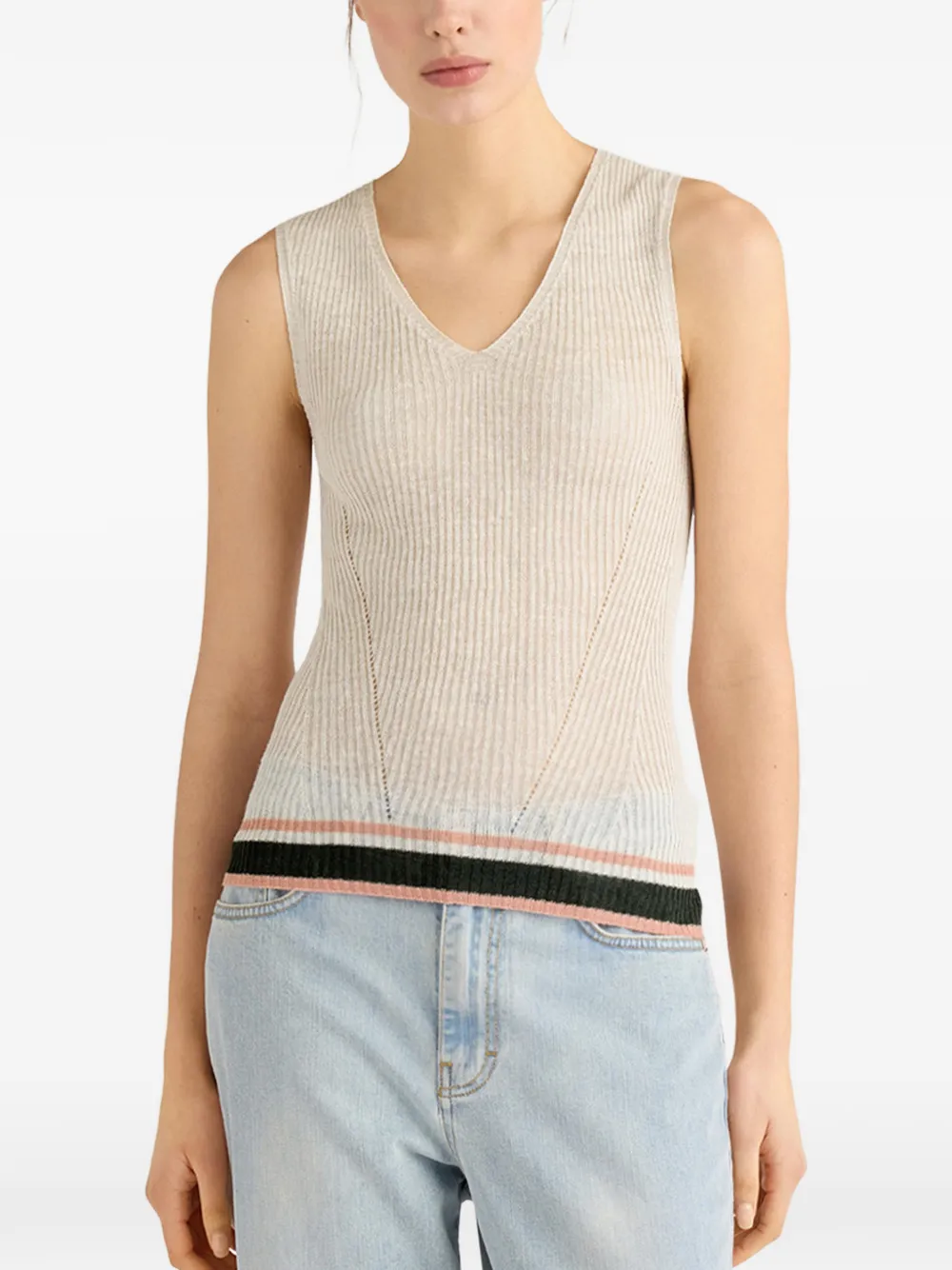 Ella Ribbed V-Neck Top