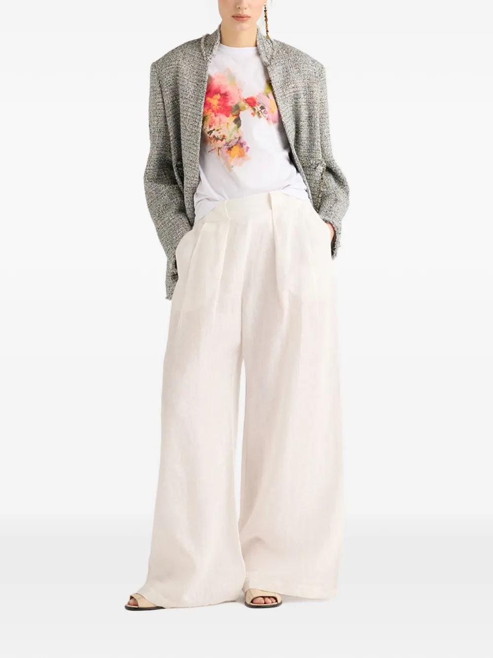 MOMONÌ Querencia T-shirt met bloemenprint Wit