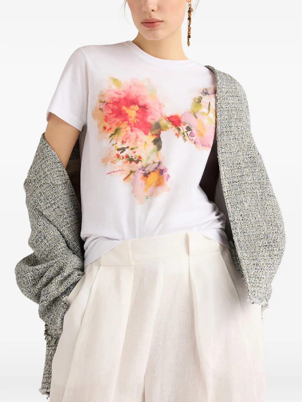 MOMONÌ Querencia T-shirt met bloemenprint Wit