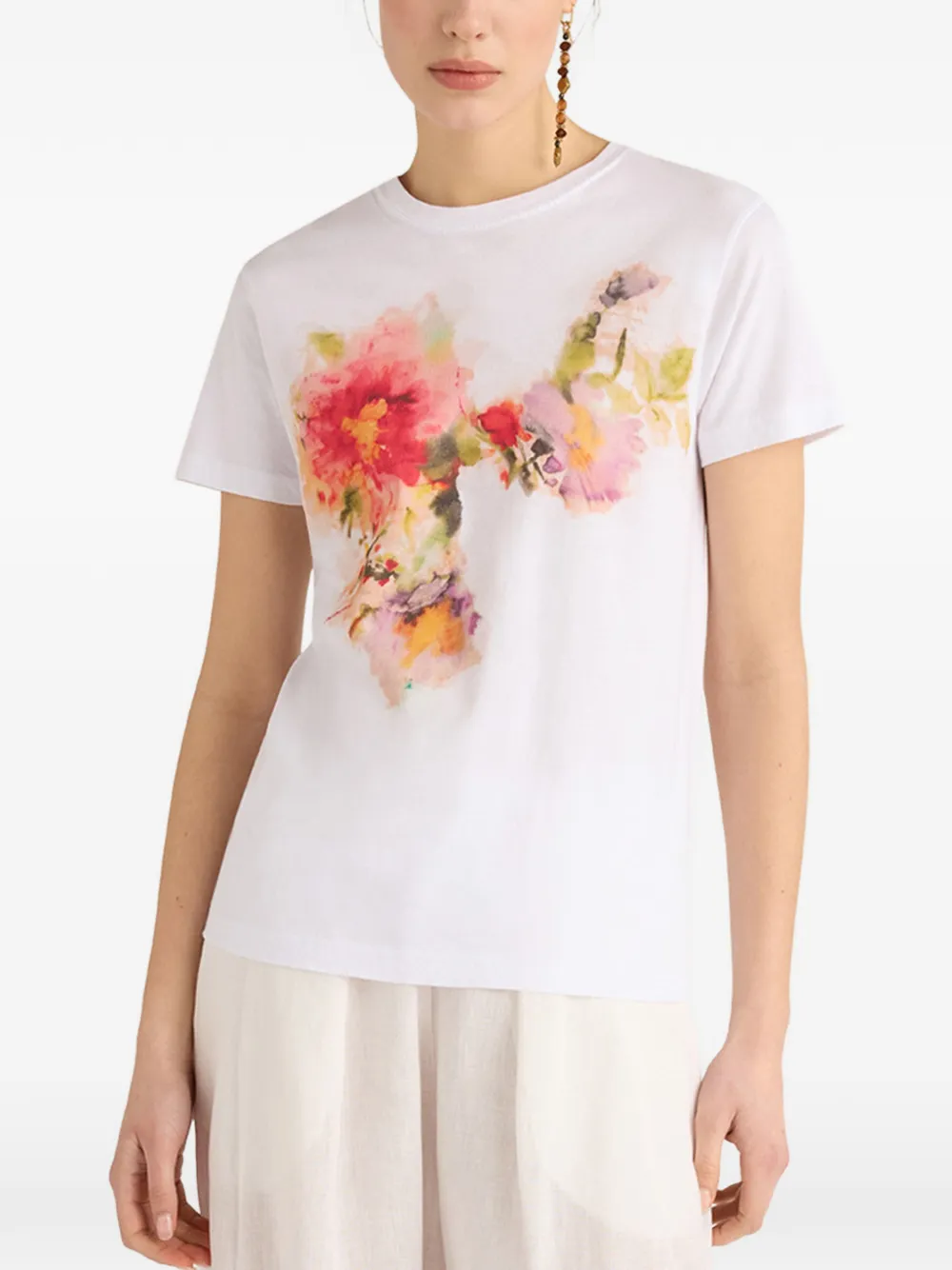 MOMONÌ Querencia T-shirt met bloemenprint Wit