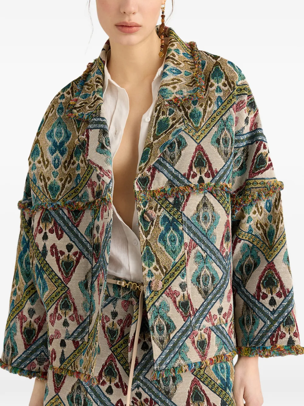  Momoni Cantadora Fringed Woven Jacket - Neutrals 