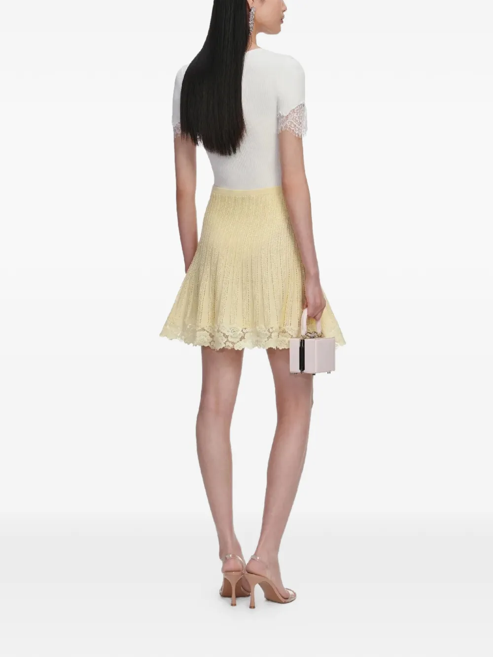  Self-portrait Lace Trim Mini Skirt - Yellow 