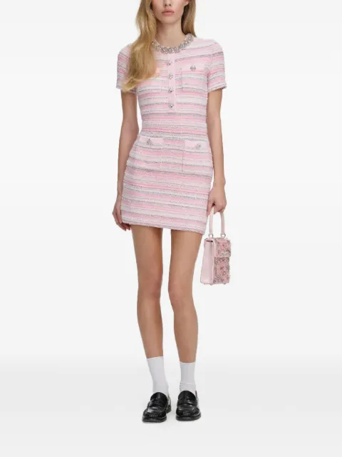 Self-Portrait robe mini rayée ornée de cristaux