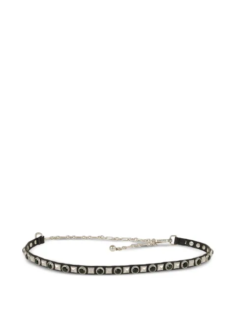 ETRO leather belt with jewel studs