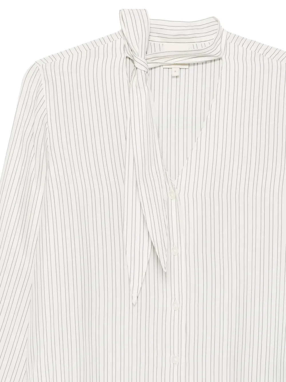 Emporio Armani Gestreepte blouse met gestrikte hals Beige