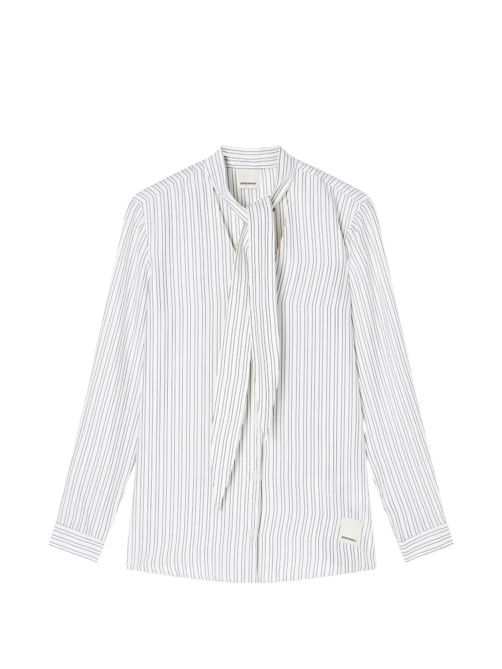 Emporio Armani Gestreepte blouse met gestrikte hals Beige