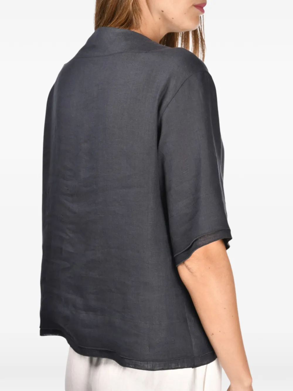  Gran Sasso Square-neck Blouse - Grey 
