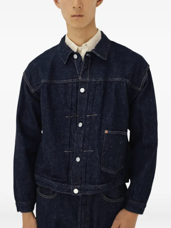 Kaptain Sunshine Denim Tracker 1P Buttoned Cotton Jacket | Blue