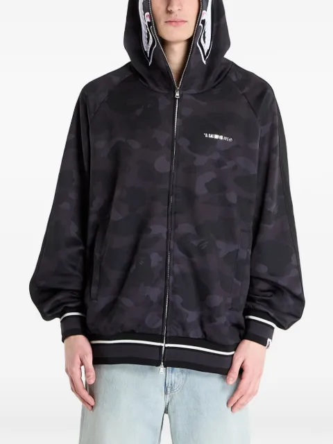 A BATHING APE® camo-print shark-motif hoodie