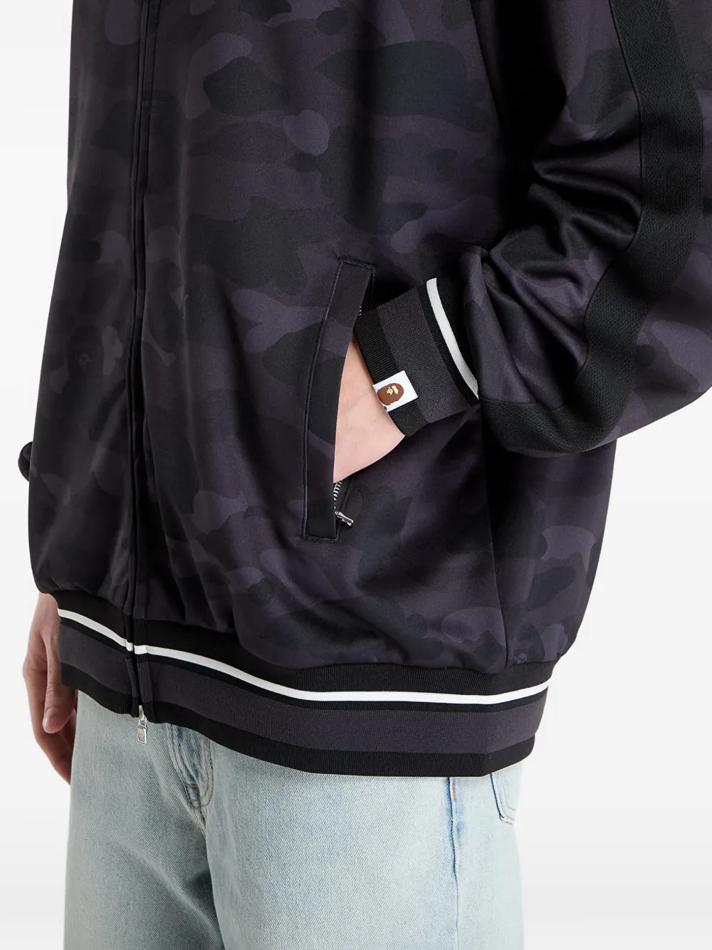 A BATHING APE Hoodie met camouflageprint en haaienpatroon Zwart
