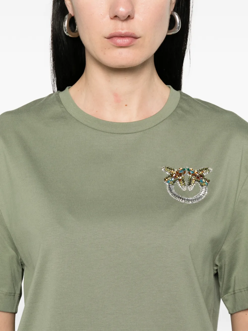PINKO T-shirt met borduurwerk Groen