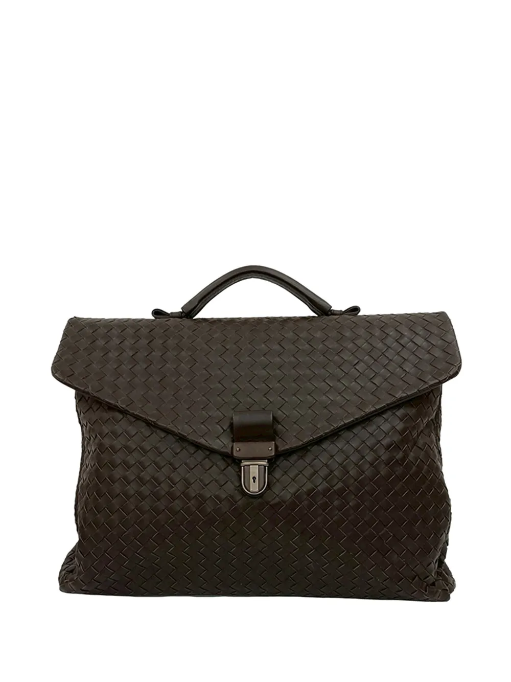 Pre-owned Bottega Veneta 2012-2025 Nappa Intrecciato Briefcase Business Bag In Brown