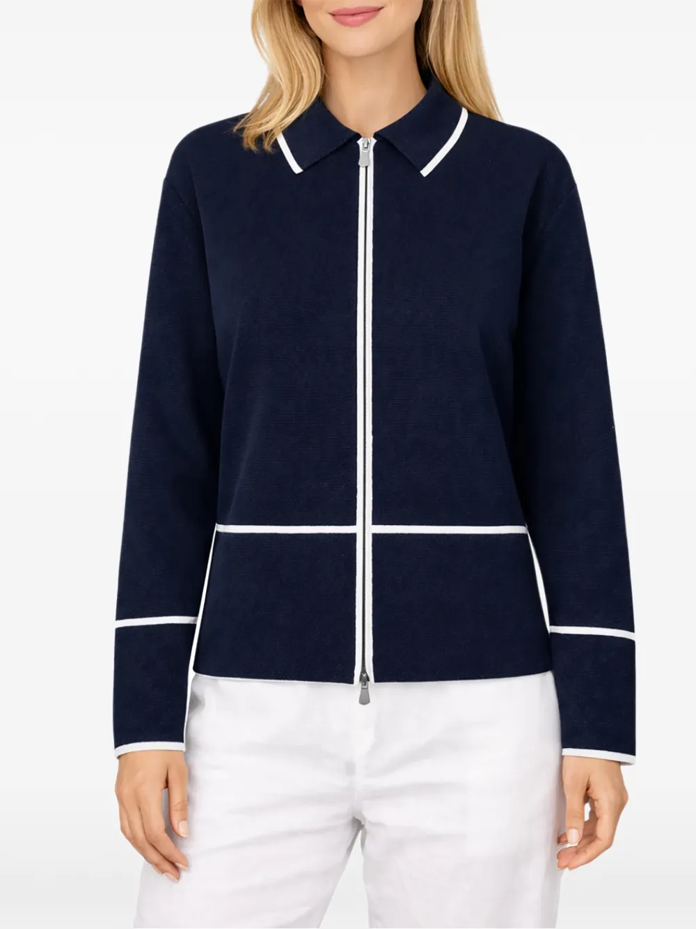  Gran Sasso Piped Zip Jacket - Blue 