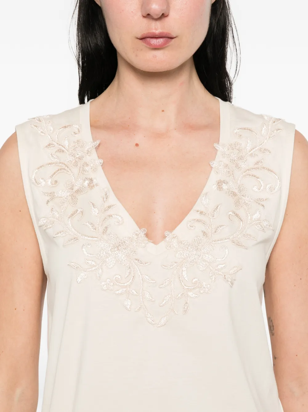 V-Neck Embroidered Tank Top