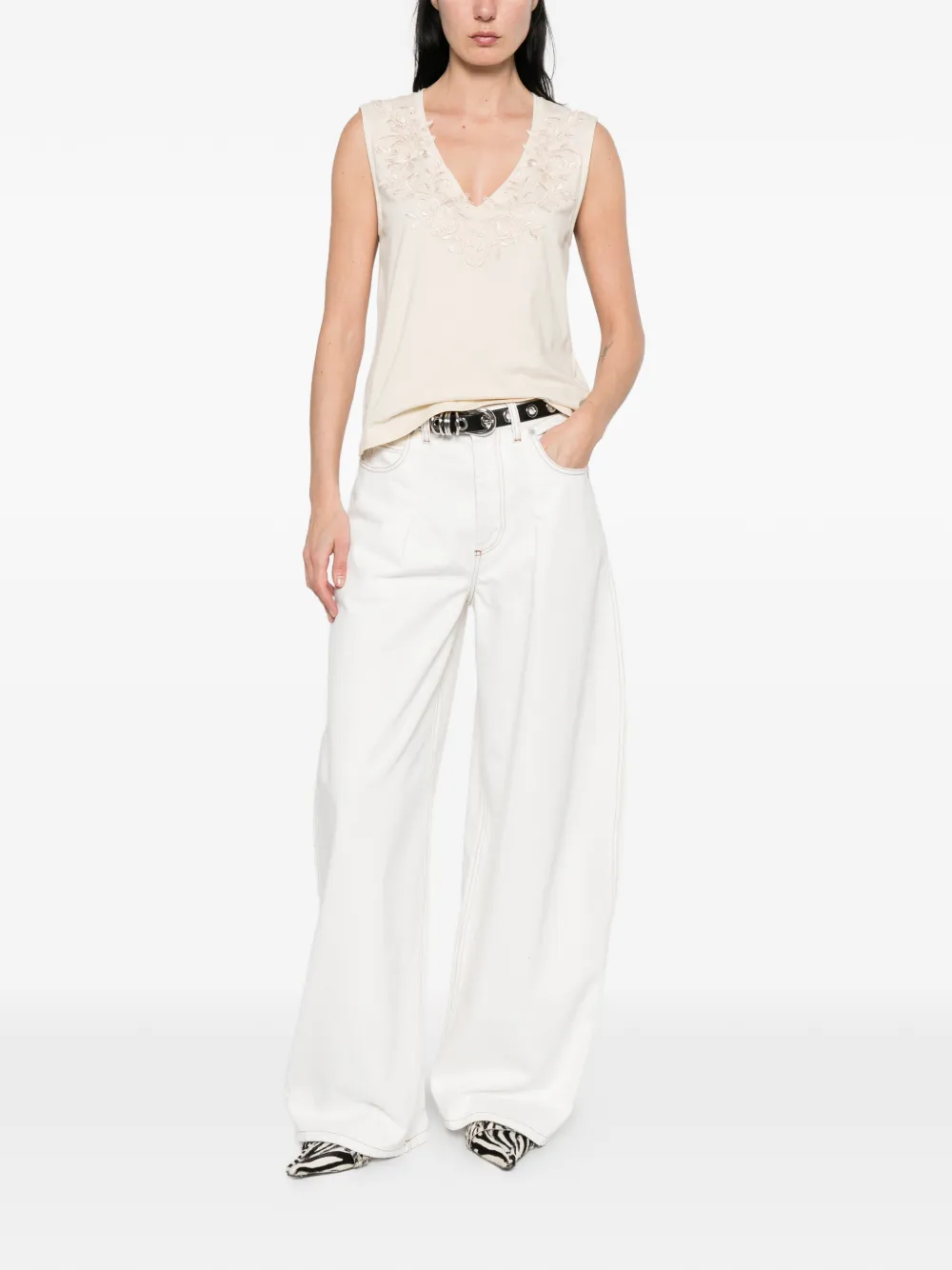 V-Neck Embroidered Tank Top