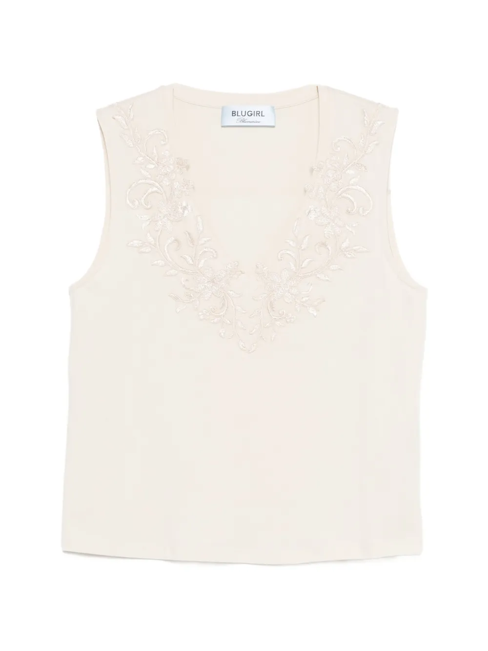 Blugirl V-neck embroidered tank top - Toni neutri