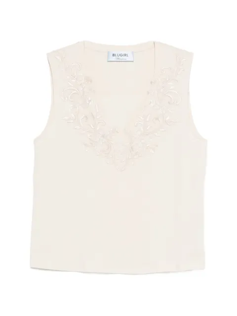 Blugirl V-neck embroidered tank top