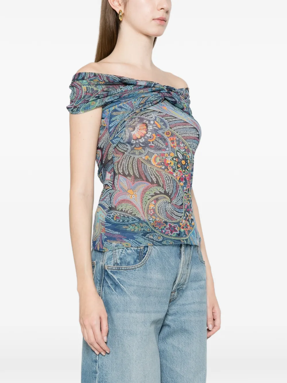  Etro Patterned Top - Blue 