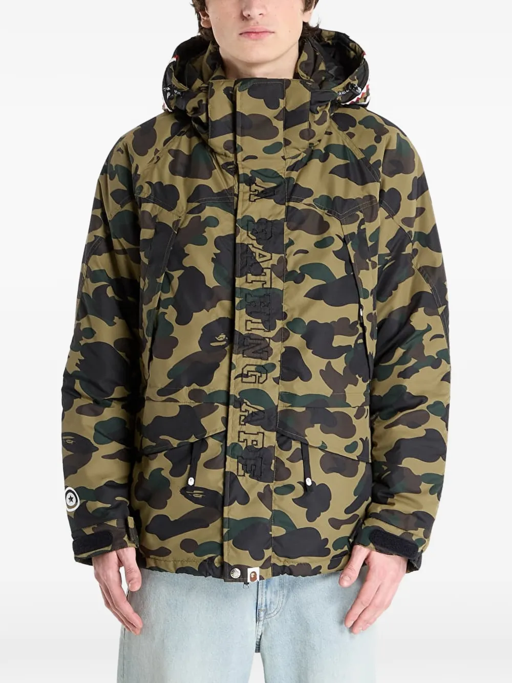 A BATHING APE® 1 St Camo shark-detail jacket - Verde