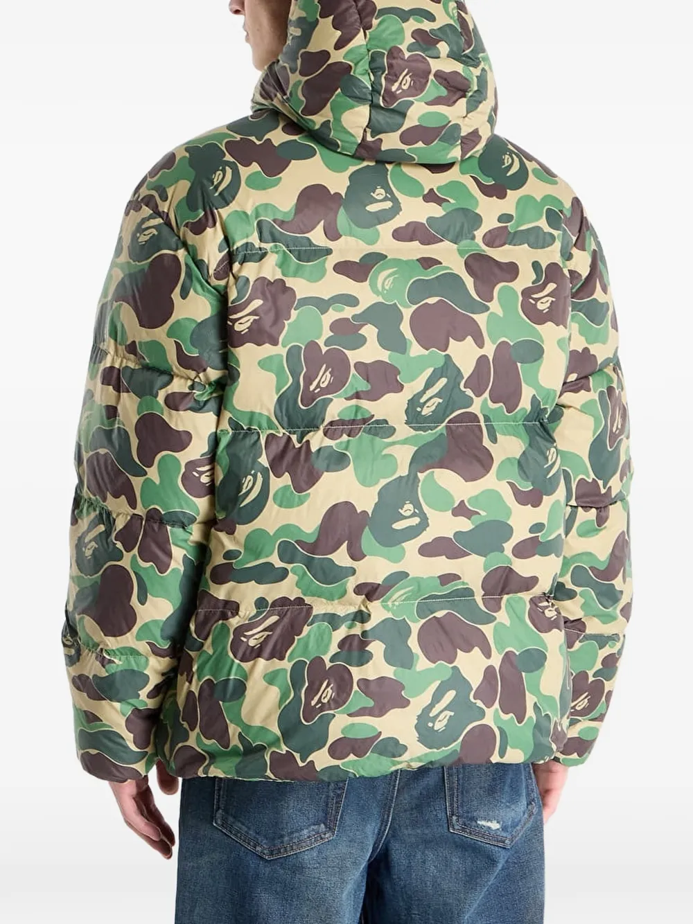 A BATHING APE ABC donsjack met camouflageprint en capuchon Groen