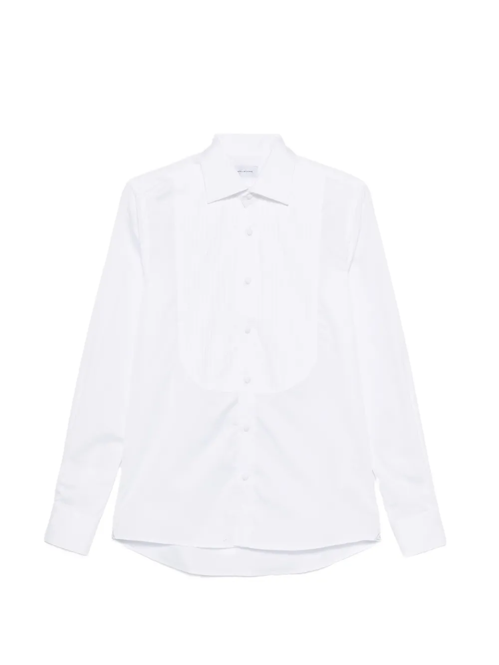 Tagliatore pleated-bib cotton shirt - White