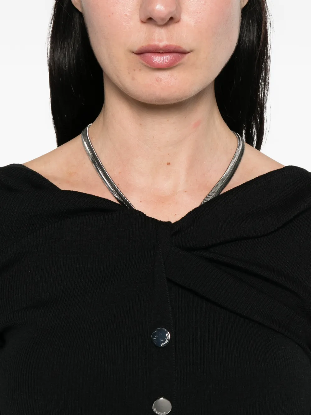 Sportmax Button-up vest met halskettingdetail Zwart