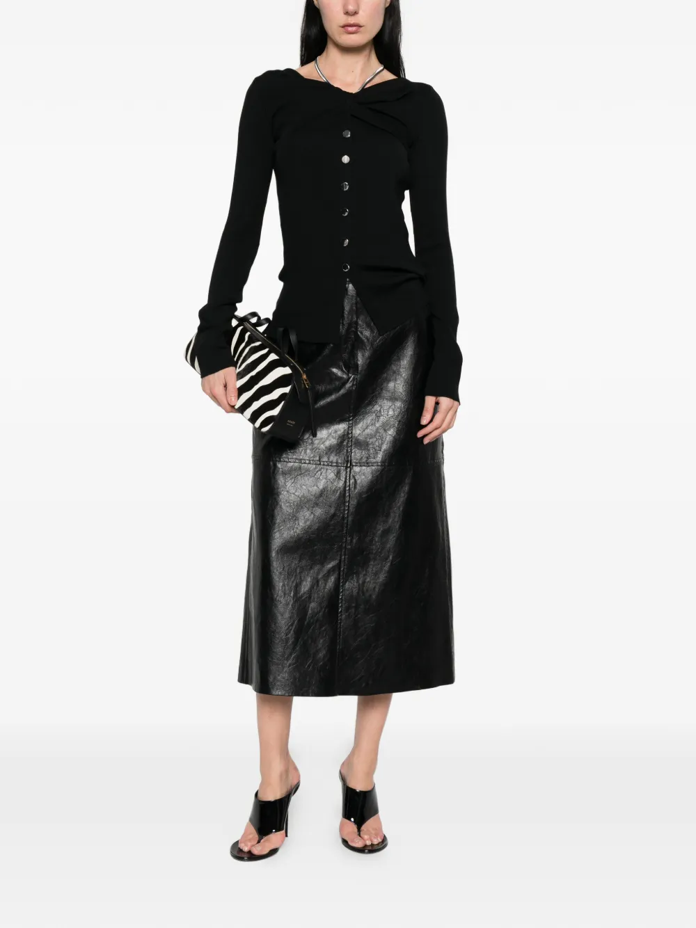 Sportmax Button-up vest met halskettingdetail Zwart
