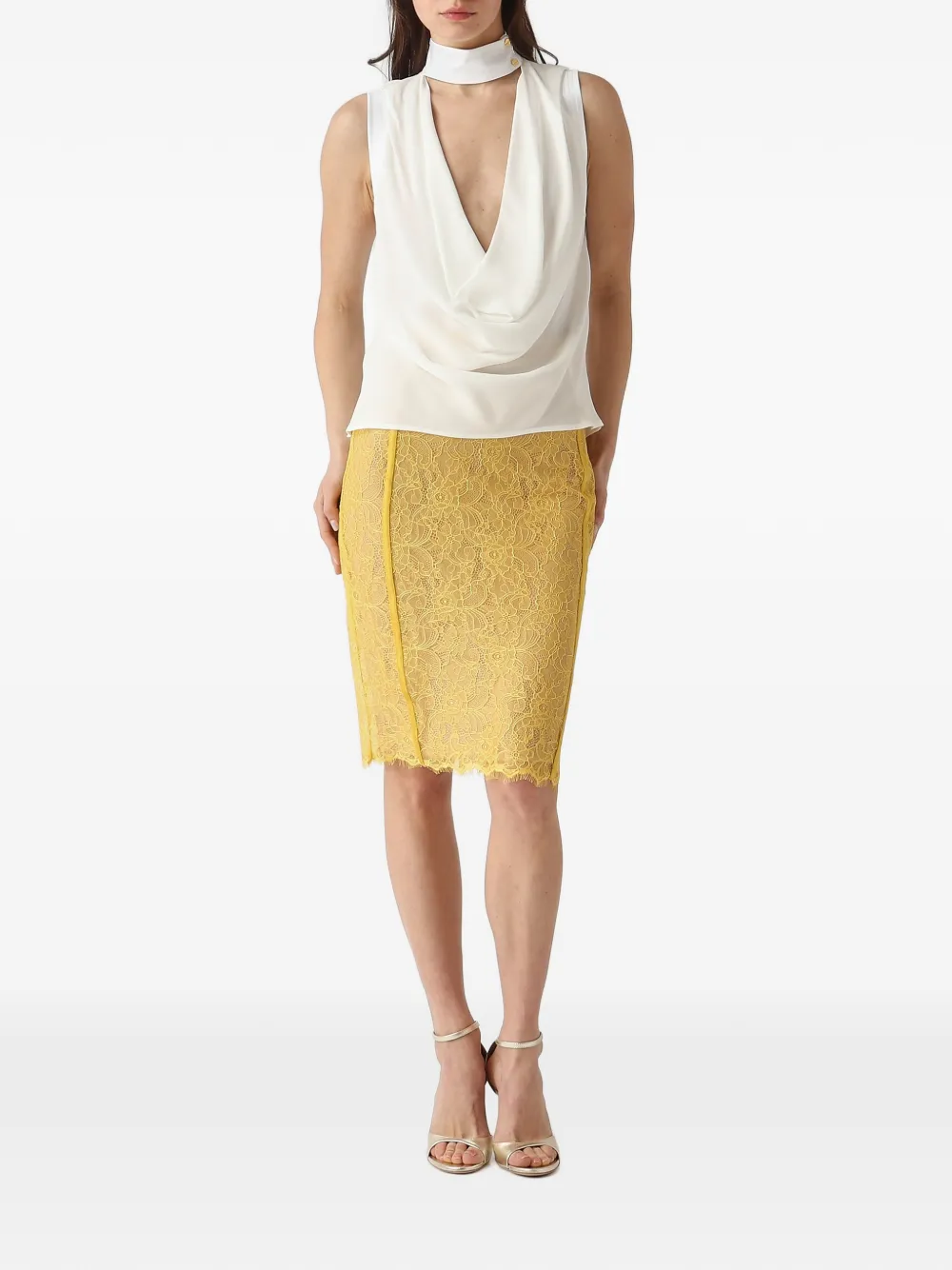 Lace Detail Midi Skirt