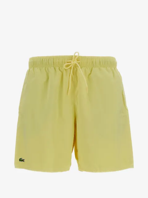 Lacoste elastic-waist logo-patch swim shorts