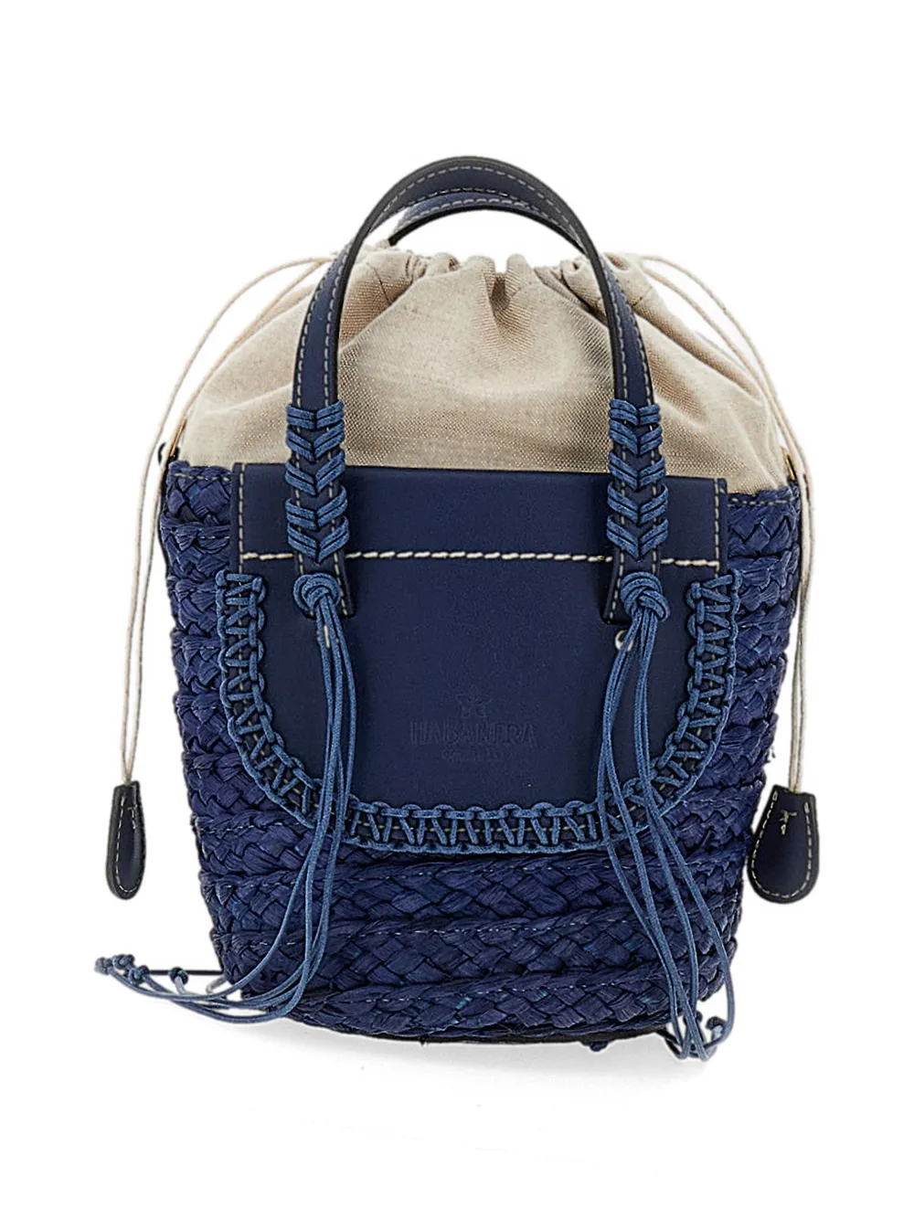 CUBA LAB Habanera woven top handle bucket bag - Blau