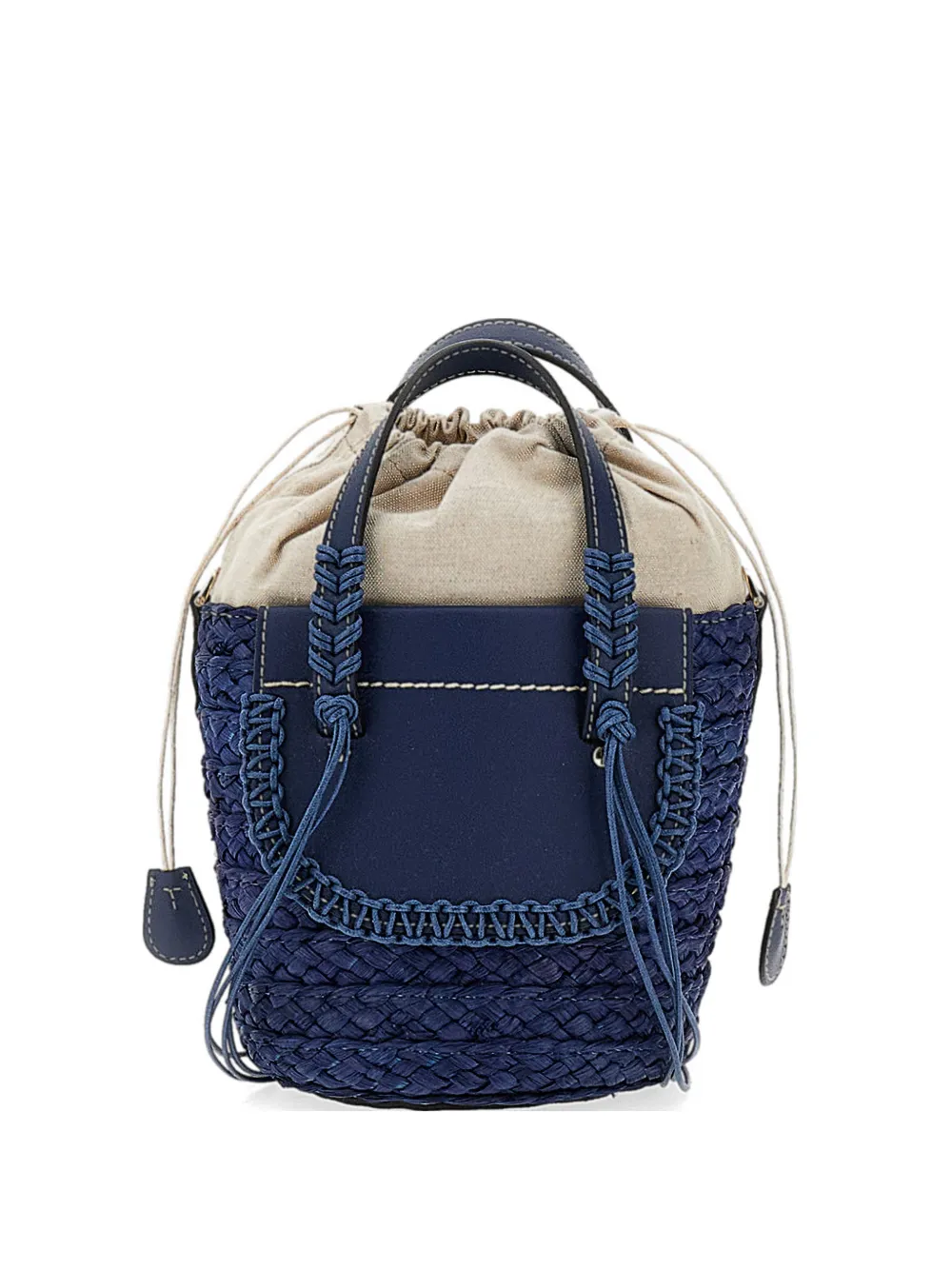  Cuba Lab Habanera Woven Top Handle Bucket Bag - Blue 