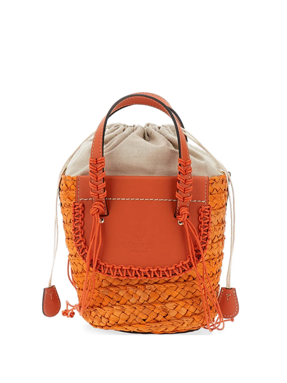 CUBA LAB Habanera braided handle bucket bag - Arancione