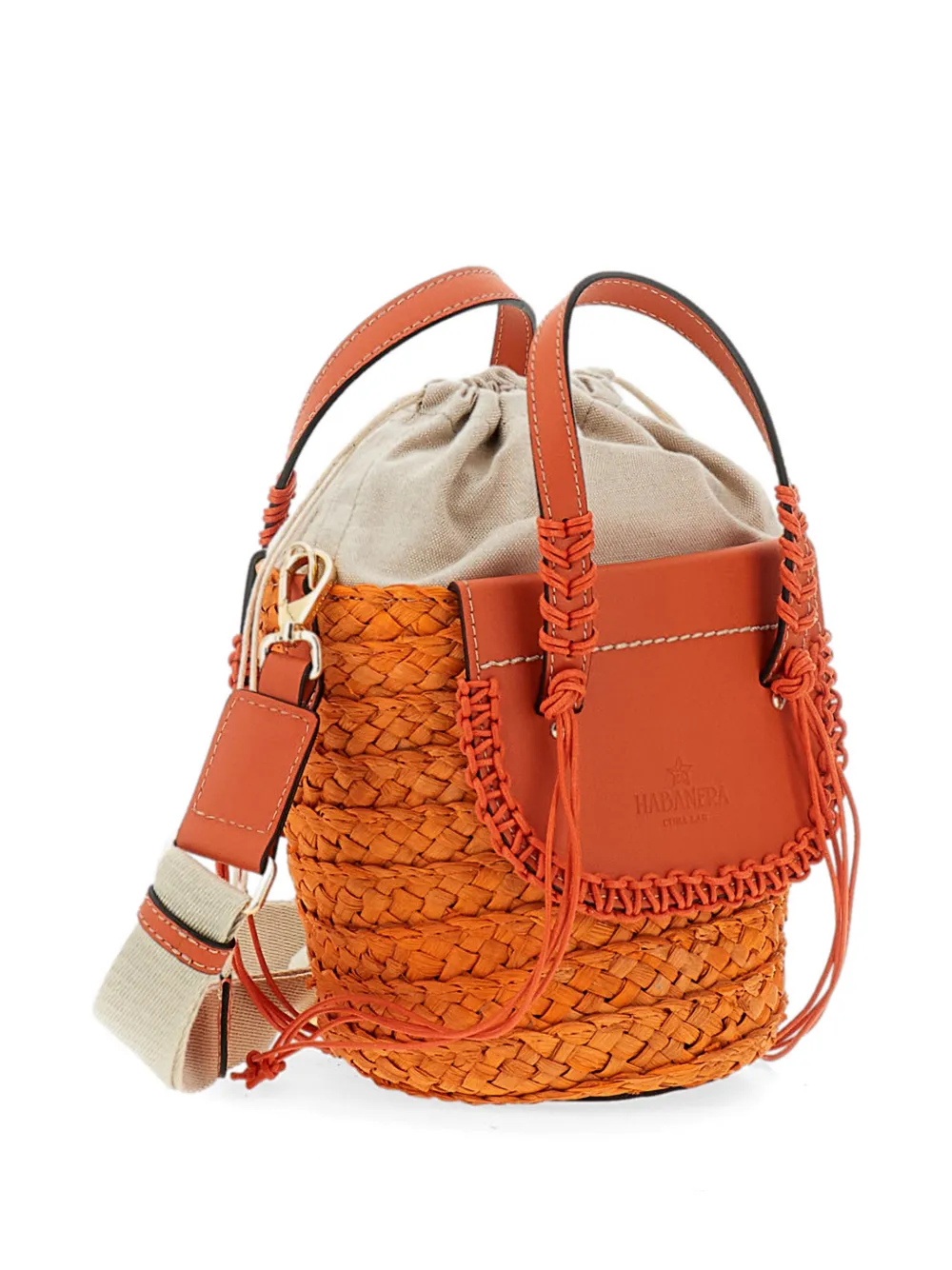  Cuba Lab Habanera Braided Handle Bucket Bag - Orange 