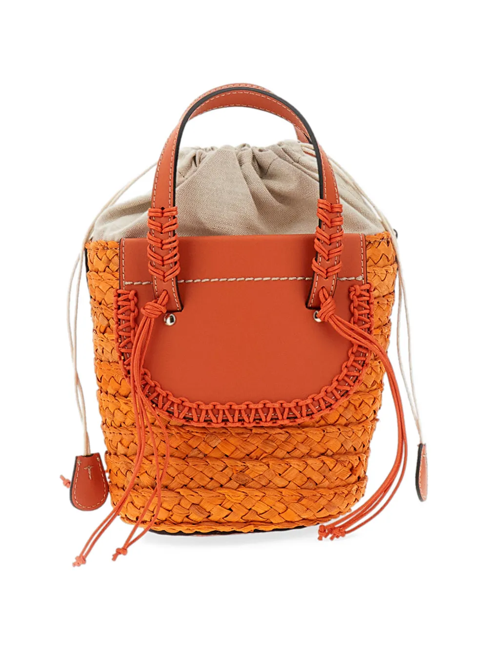  Cuba Lab Habanera Braided Handle Bucket Bag - Orange 