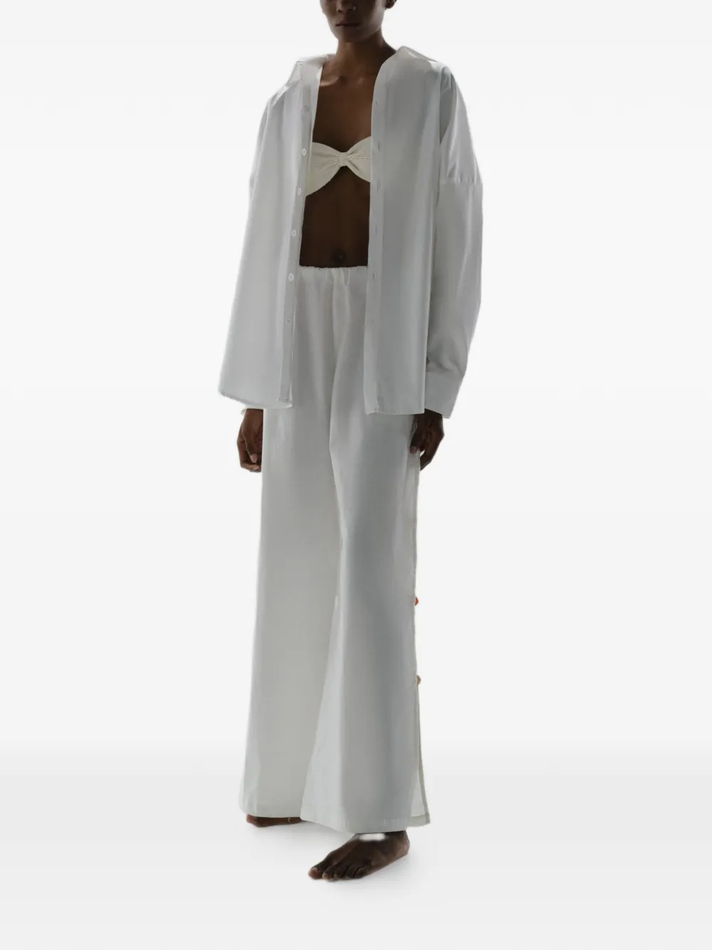 Baobab Wayra blouse met split en stenen van hars Wit