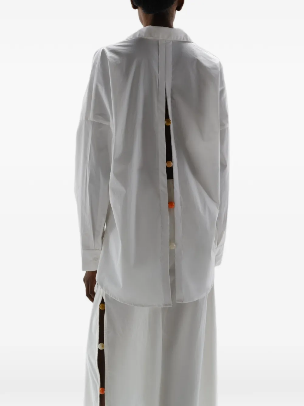 Baobab Wayra blouse met split en stenen van hars Wit
