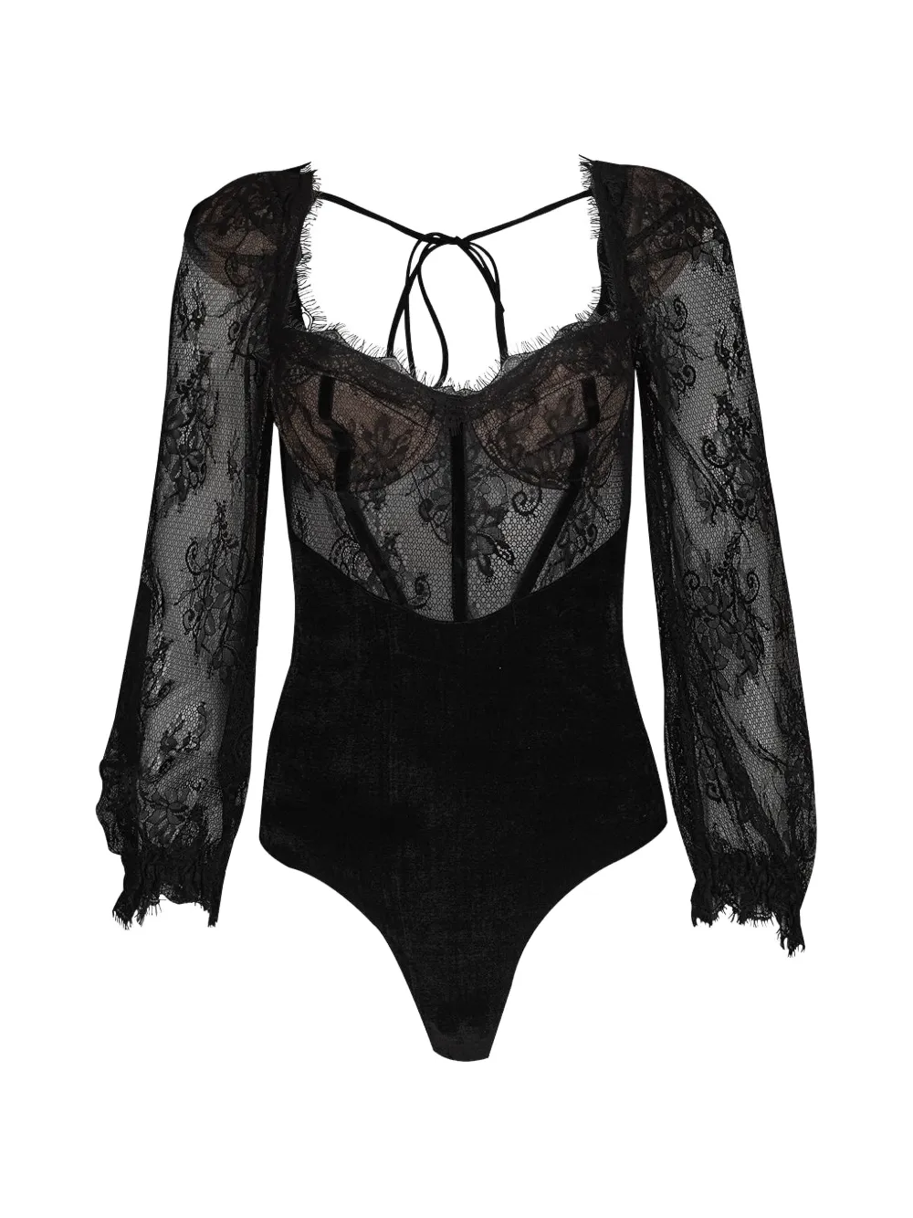 PatBO lace open-back bodysuit - Nero