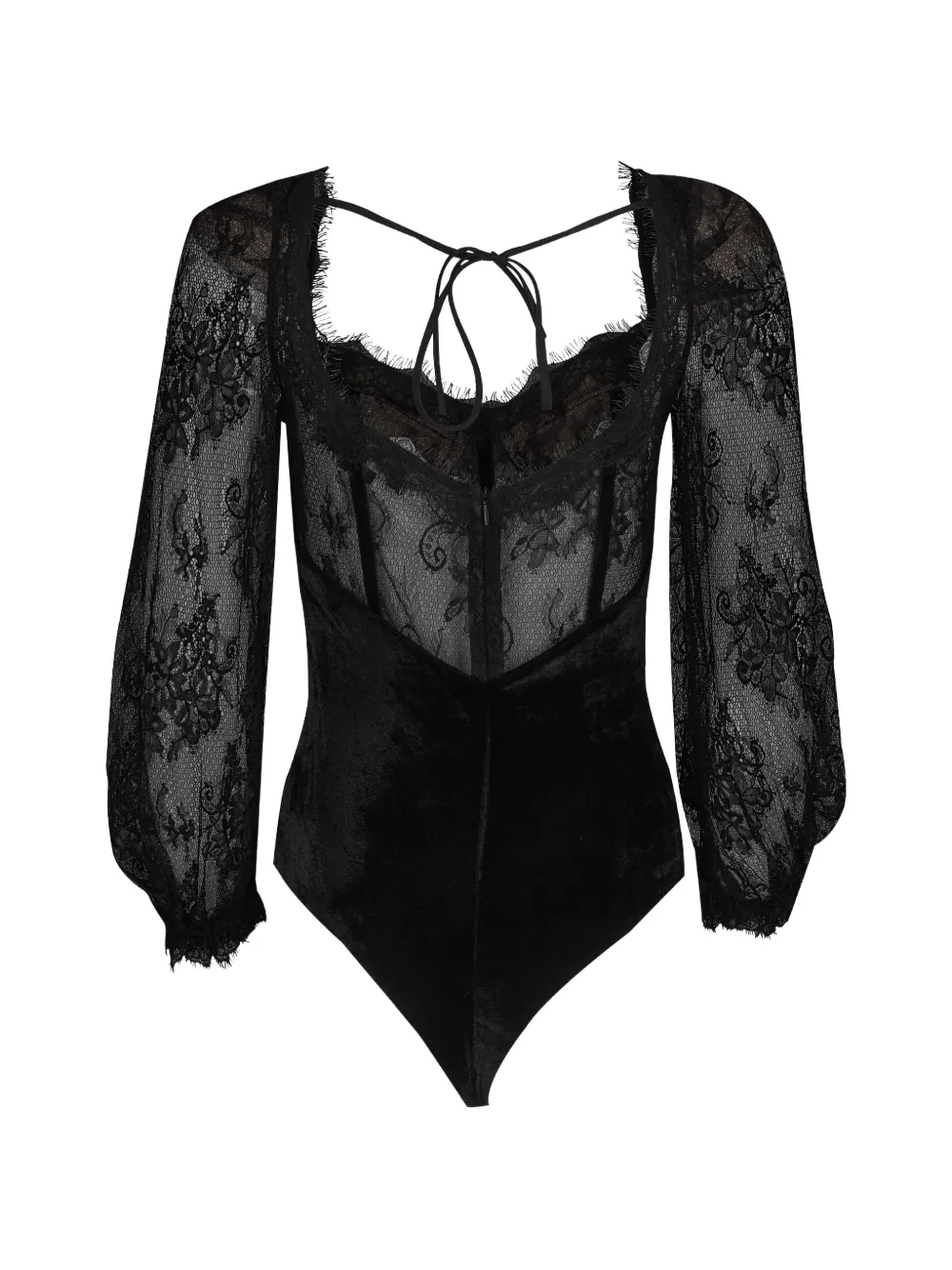  Patbo Lace Open-back Bodysuit - Black 