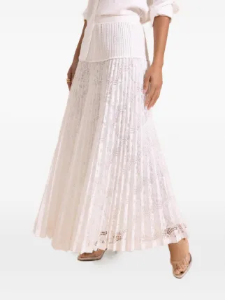 SIMKHAI Verona Pleated Midi Skirt | Neutrals | FARFETCH JO
