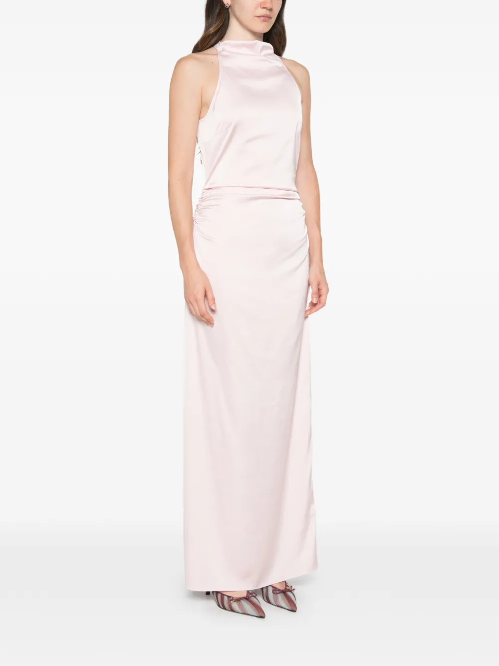ROTATE BIRGER CHRISTENSEN Maxi-jurk met halternek Roze