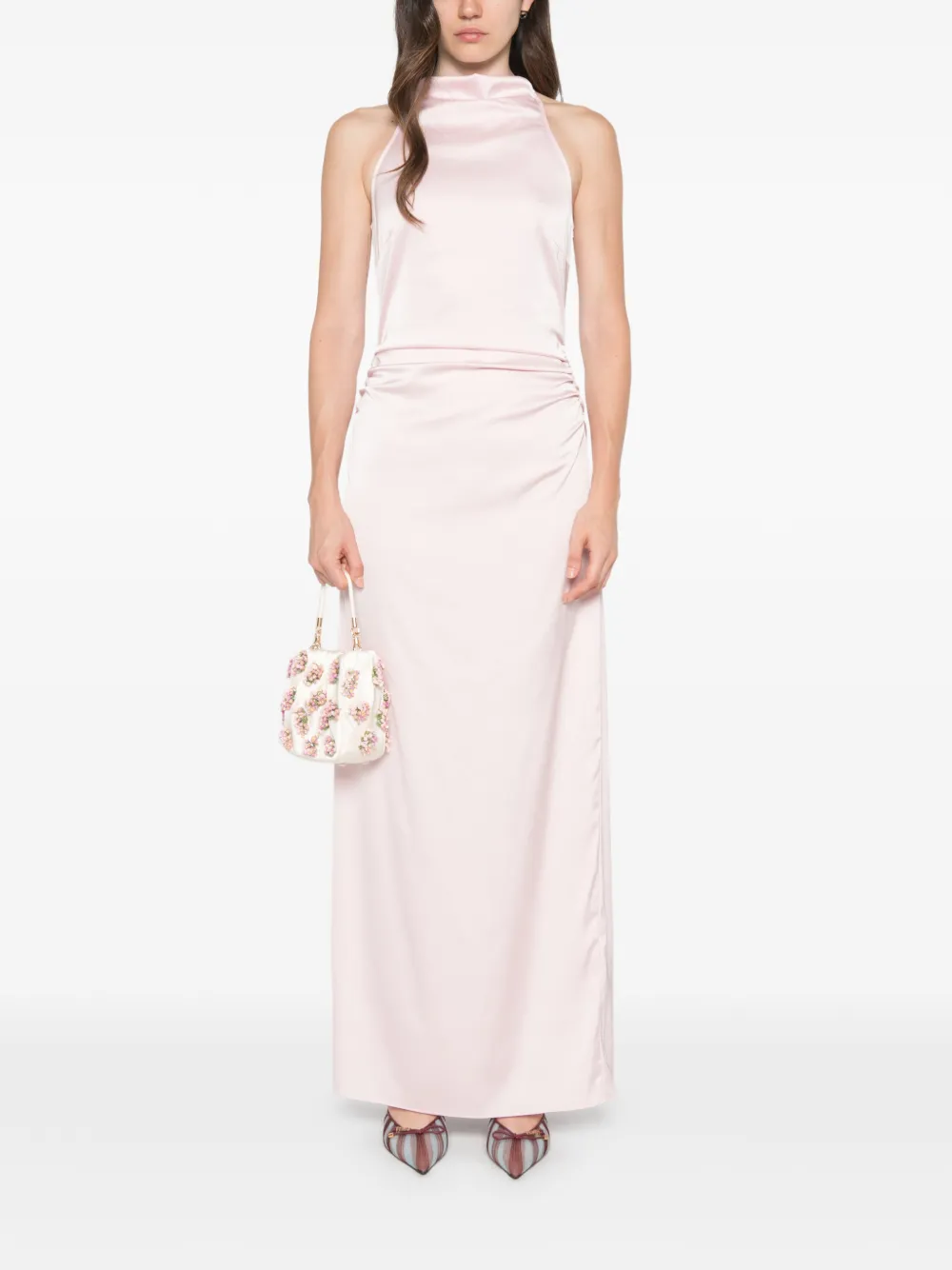 ROTATE BIRGER CHRISTENSEN Maxi-jurk met halternek Roze