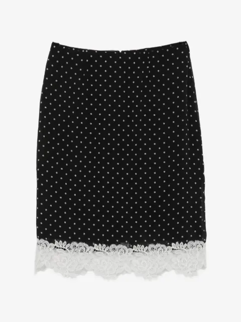 ROTATE BIRGER CHRISTENSEN polka-dot lace-trim midi skirt