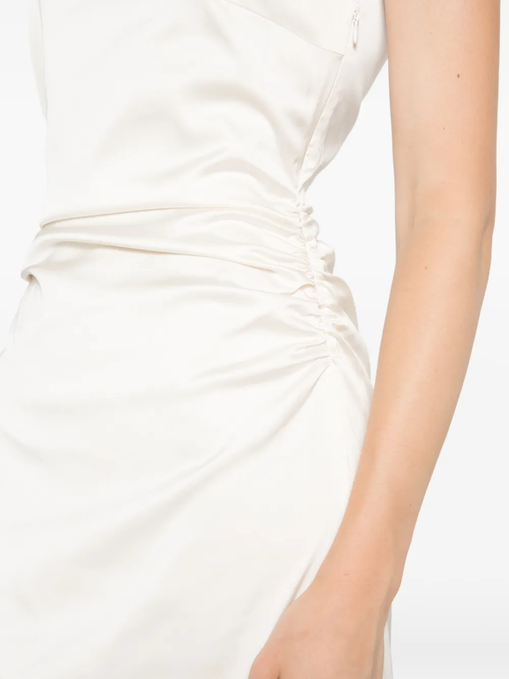 ROTATE BIRGER CHRISTENSEN Maxi-jurk met kanten afwerking en ruches Beige
