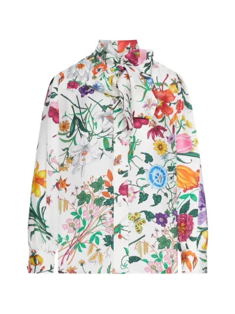 Gucci floral-print bow shirt