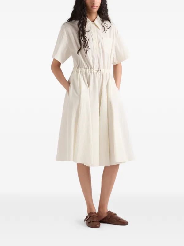 Prada short-sleeved Technical Pongé Dress | Neutrals | FARFETCH