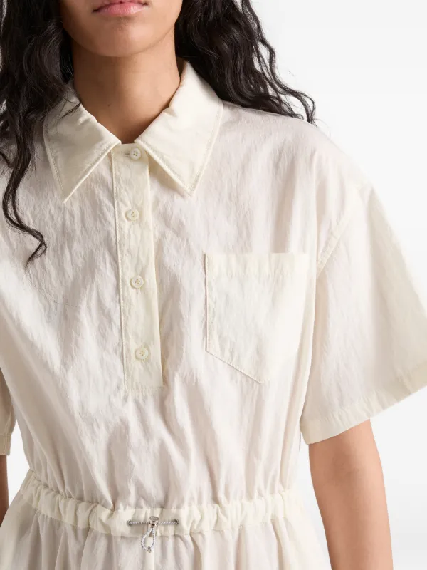Prada short-sleeved Technical Pongé Dress | Neutrals | FARFETCH